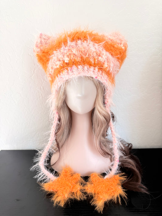 Orange Soda cat ear beanie