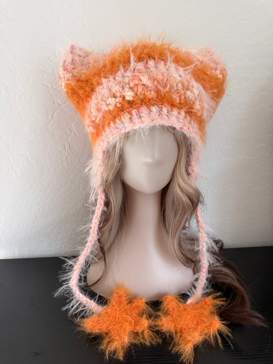 Orange Soda cat ear beanie